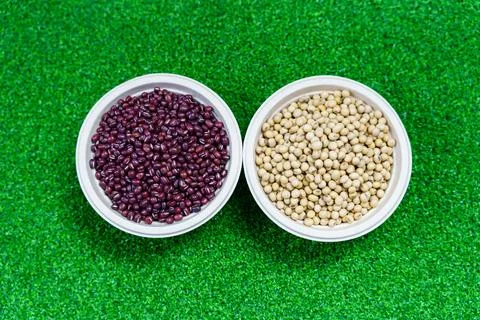 Assorted beans ingredients red beans and soybean for cooking Foto stock