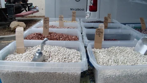 Assorted Beans at the Local Farmers' Market Stock Footage 112713734