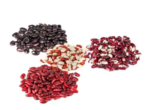 Assorted beans on a white background Stock Photos