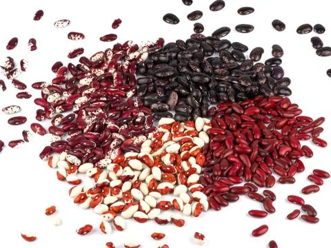 Assorted beans on a white background Stock Photos