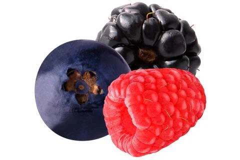 Assorted beautiful berries on white Foto stock