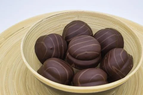 Assorted Belgian Chocolates in a Bowl Stock Photos