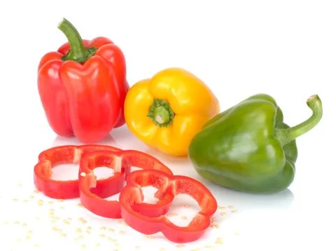 Assorted bell peppers isolated on a white background Stock Photos