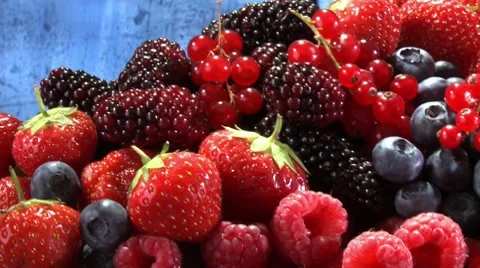 Assorted berries in a crate Stock Footage 8573404