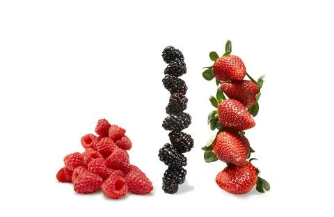 Assorted Berries on White Background Stock Photos