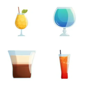Assorted beverage glasses set illustration Stock Illustration