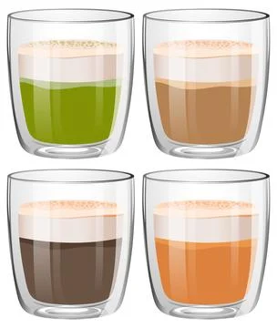 Assorted Beverages in Glasses Stock Illustration