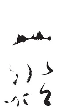 Assorted black ink paint textures for custom artistic layouts and design ov.. Stock-Illustration