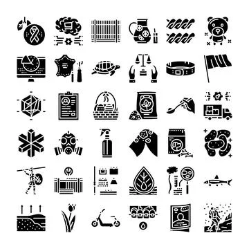 Assorted black silhouette icon collection on white background Stock Illustration