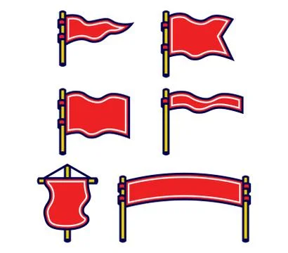 Assorted Blank Flag Bold Outline Set Stock Illustration