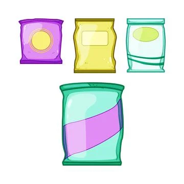 Assorted blank snack packs packaging collection Stock Illustration