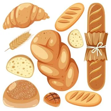 Assorted Bread and Bakery Illustration Illustrazione stock
