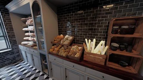 Assorted Bread and Pastries in Display Case Stock Illustration