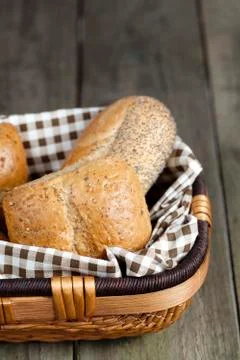 Assorted bread in basket Stock Photos