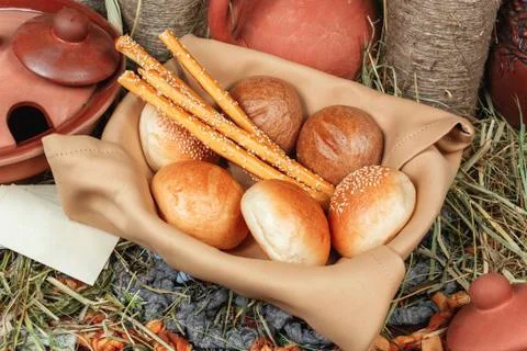 Assorted bread from home-made buns Foto stock