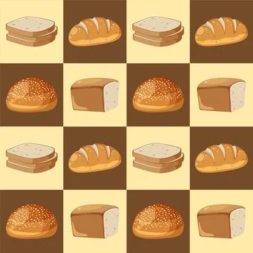 Assorted Bread Pattern Illustration Stock Illustration