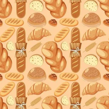 Assorted Bread Pattern Illustration Stock Illustration