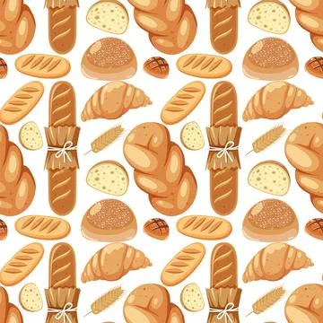 Assorted Bread Pattern Illustration 스톡 일러스트