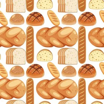 Assorted Bread Pattern Vector Illustration Stockillustratie