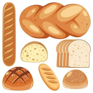 Assorted Bread Types Vector Illustration Illustrazione stock