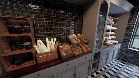 Assorted Breads and Pastries Displayed on a Counter Stock Illustration