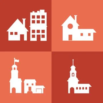 Assorted building type icons image Stock Illustration