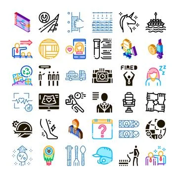 Assorted business daily life flat line icons set 스톡 일러스트