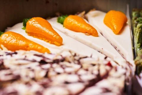 Assorted cake cut into pieces. Selective focus Foto stock