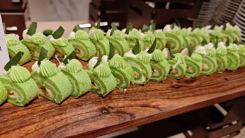 Assorted cakes at a buffet restaurant Stock Photos