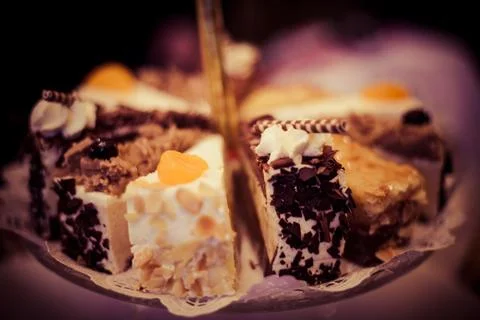 Assorted Cakes on a Decorative Platter Stock Photos