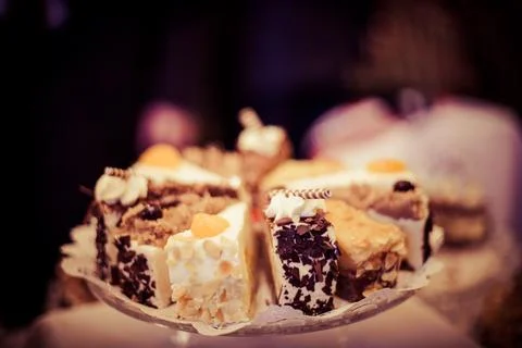 Assorted Cakes on a Decorative Platter Stock Photos