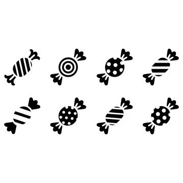 Assorted Candy Silhouette Icon Set Vector Collection Stock Illustration