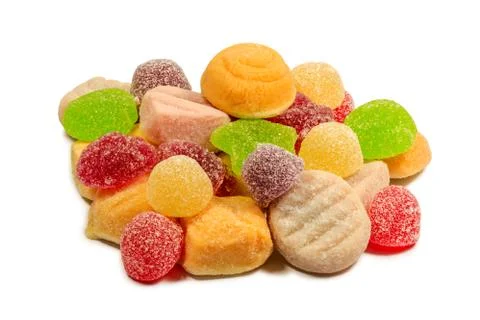Assorted candy on white background Stock Photos
