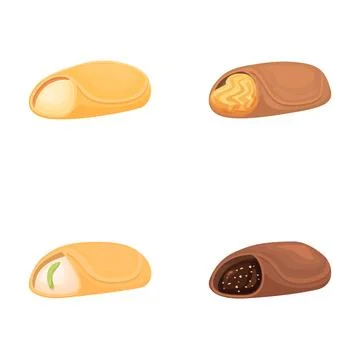 Assorted cartoon bread loaves set Stock Illustration