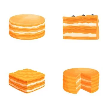 Assorted cartoon cake slices set 库存插图
