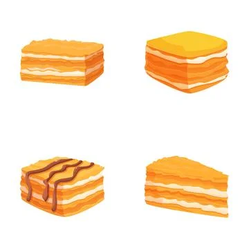 Assorted cartoon layered cakes collection Stock Illustration