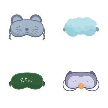 Assorted cartoon sleep masks set Stockillustratie