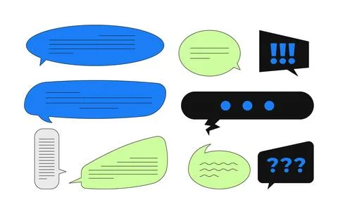 Assorted chat bubbles for messaging UI 2D cartoon objects set Stock Illustration