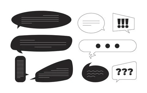 Assorted chat bubbles for messaging UI 2D line objects set Stock Illustration