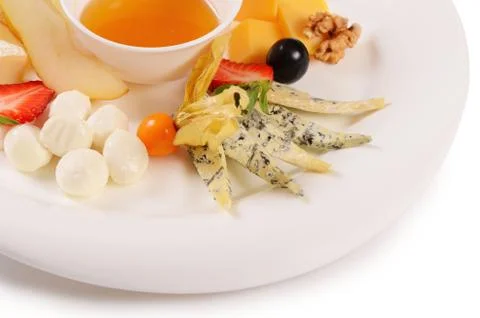 Assorted cheese with honey Foto stock