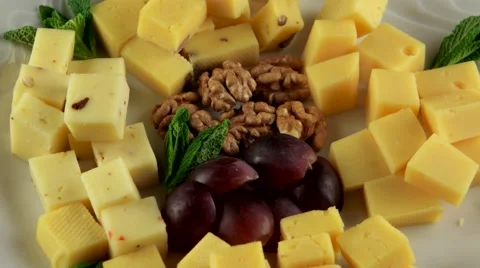 Assorted cheese platter, loop Stock Footage 61708033