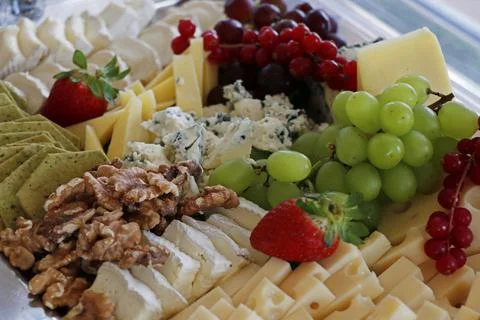 Assorted cheese platter Stock Photos