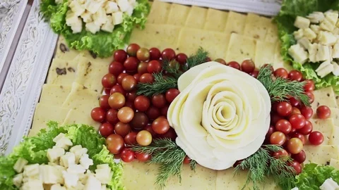 Assorted with cheese, tomatoes and salad on a white background Stock Footage 103288873