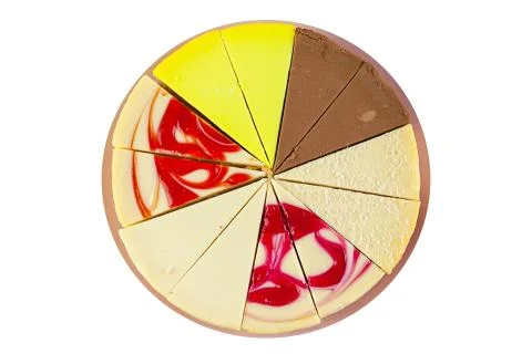 Assorted cheesecake on plate on white background Stock Photos
