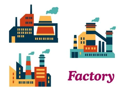 Assorted chemical factories Stock Illustration