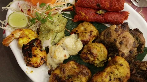 Assorted-chicken-kebabs Stock Footage 95662016