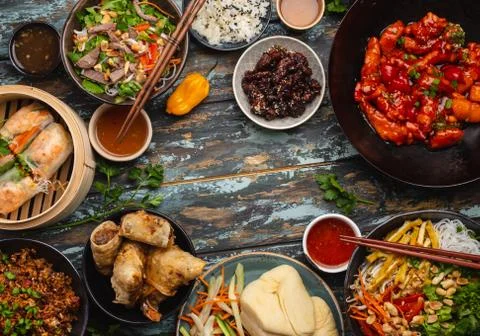 Assorted Chinese dishes Stock Photos