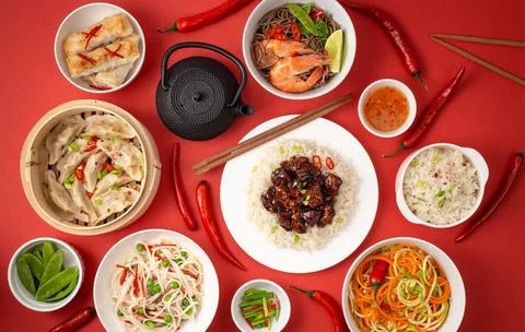 Assorted Chinese dishes Stock Photos