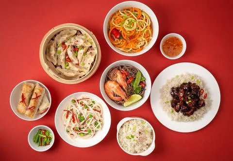 Assorted Chinese dishes Stock Photos