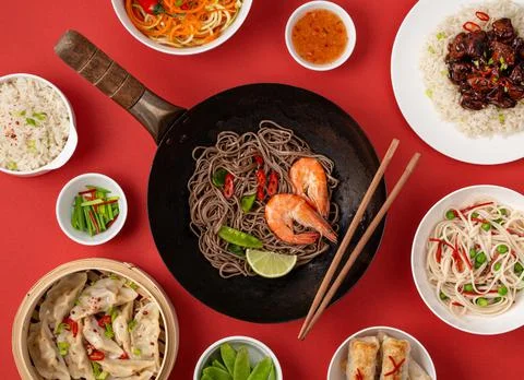 Assorted Chinese dishes Stock Photos